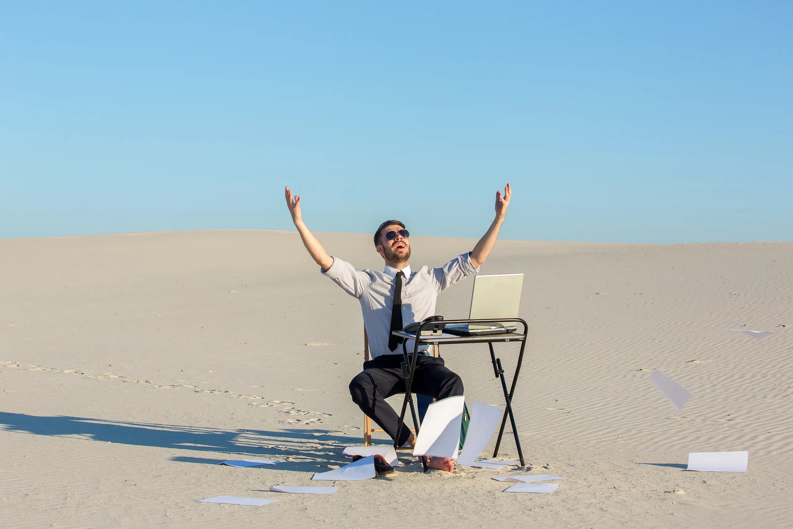 Working on a laptop by the sea
